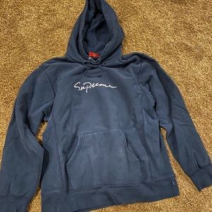 Supreme Classic Script Hoodie Navy